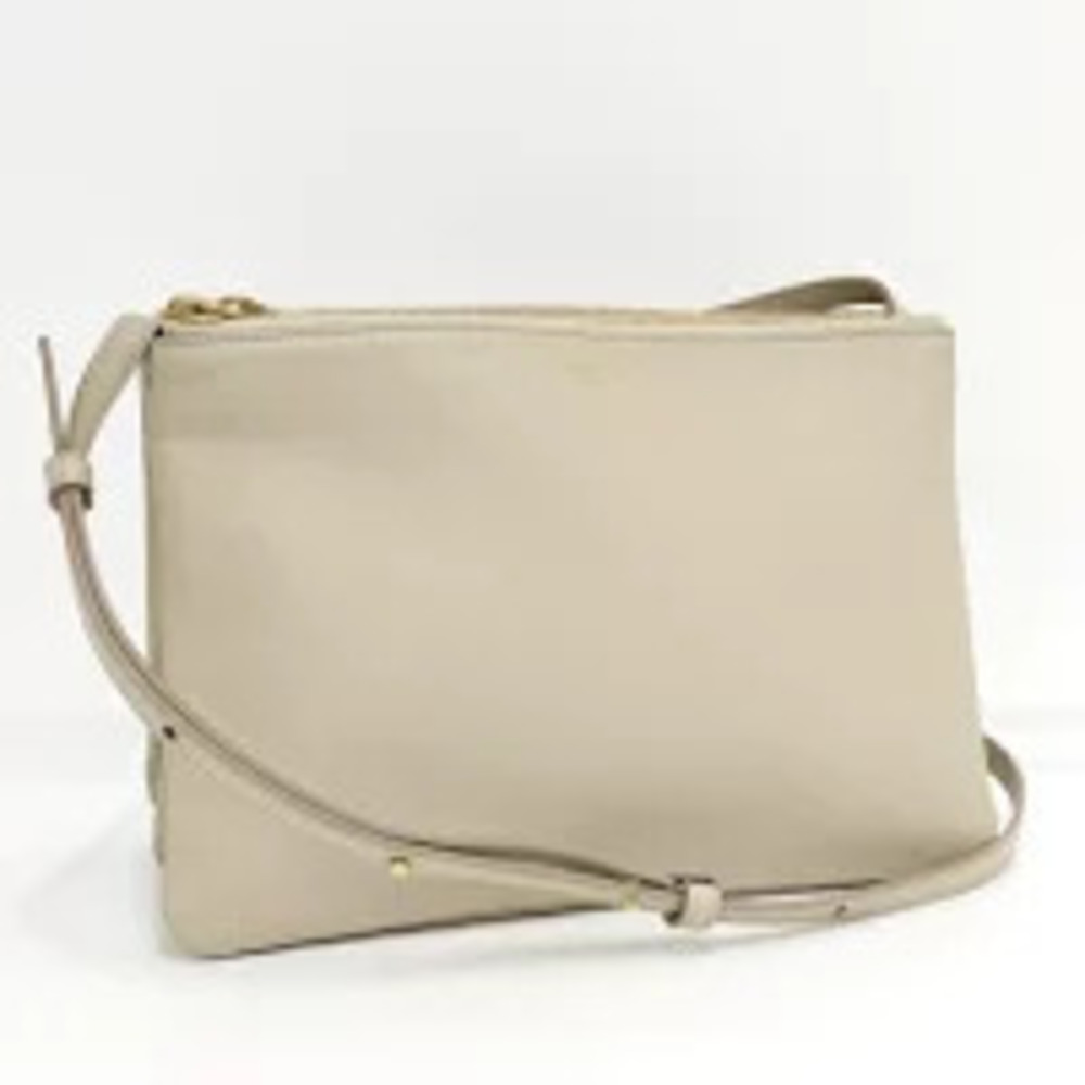 Celine Trio Crossbody Bag Leather Beige Cream